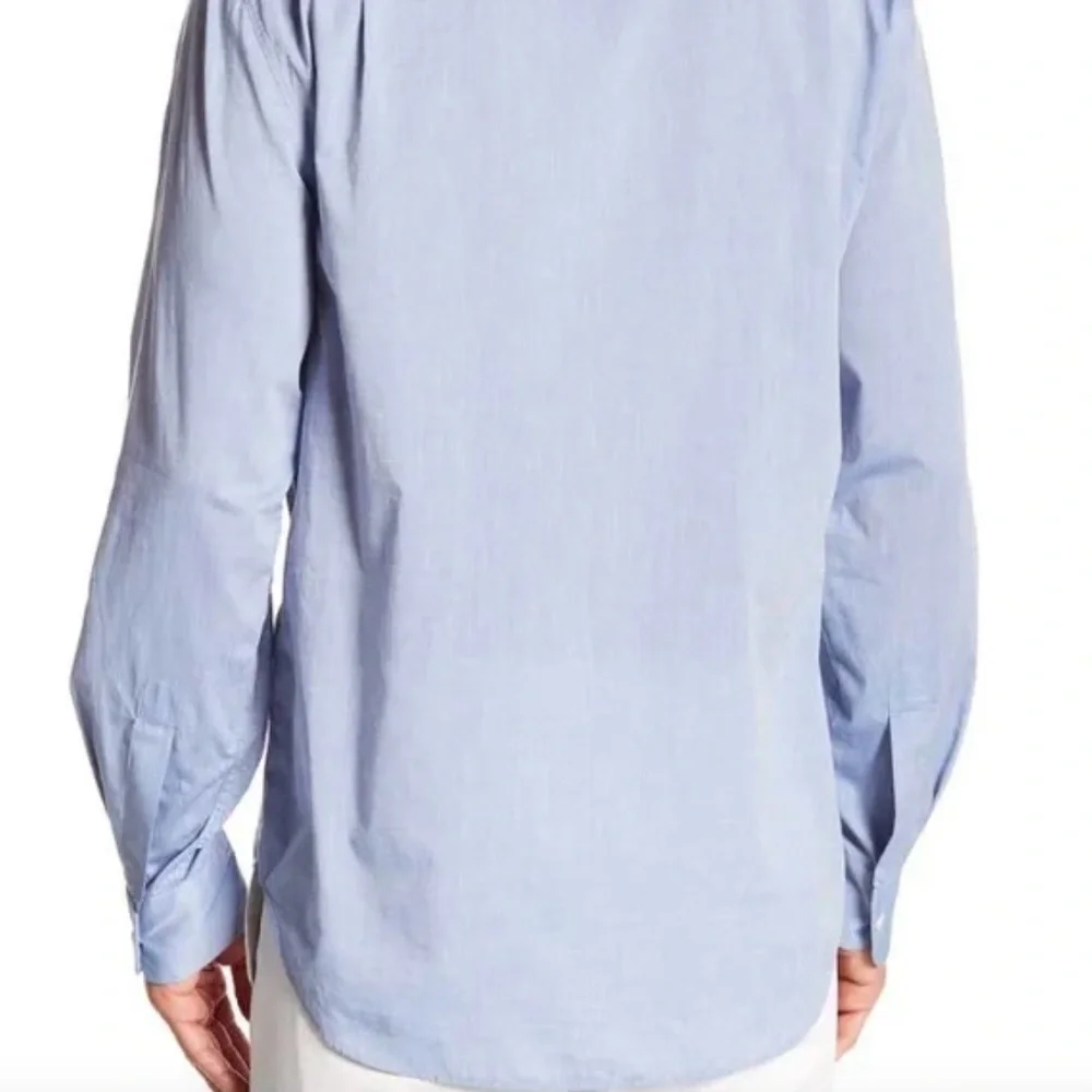 Vince Light Blue Button Down Shirt with Mandarin Collar - Picture 2 of 12